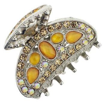 Karen Marie - Etched Glass & Crystal Jaw - Golden Amber (1)